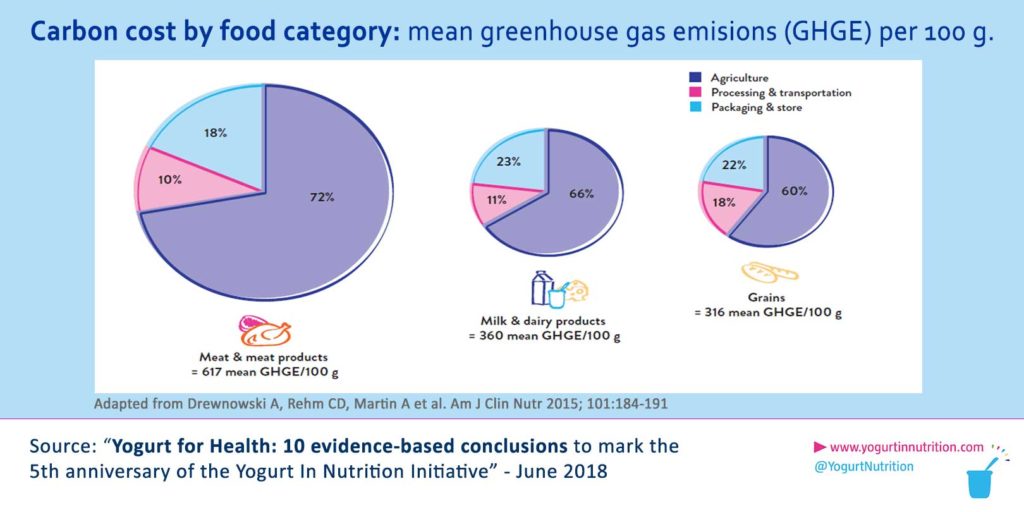 Carbon cost by food category: mean greenhouse gas emissions (GHGE) per 100 g